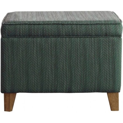 Homepop Home Decor | Medium Square Storage Ottoman with Hinged Lid | Ottoman with Storage for Living Room & Bedroom Teal