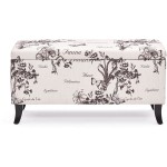 HUIMO Storage Ottoman 35" Ottoman with Storage for Living Room Script Printed Linen Upholstered Fabric Ottoman Foot Rest Ottoman Bench for Bedroom end of Bed Entryway Window BenchButterfly
