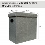 Pacific Trendz Foldable Storage Ottoman – Stool Boxes Seat Chest Folding with Hole Handle Coffee End Table Living Room Bedroom Space Saving Grey
