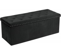 PINPLUS Black Storage Ottoman Bench for Bedroom,Folding Velvet Toy Chest with Benches Foot Rest Stool,Large Long Toy Shoes Chest43.3"x15.7"x15.7"