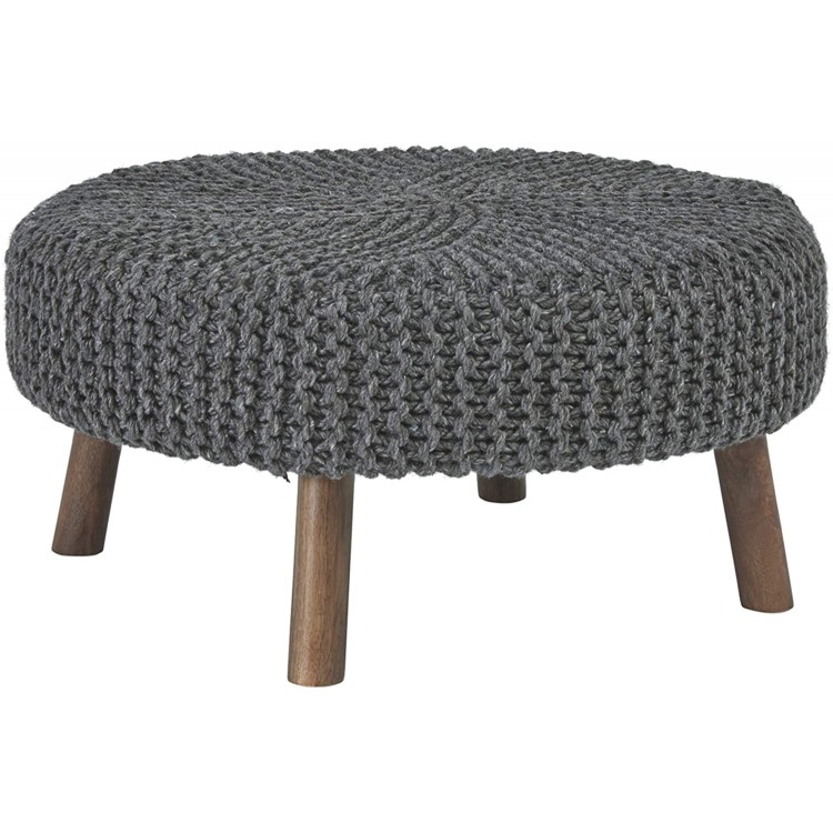 Signature Design by Ashley Jassmyn Contemporary Hand-Knitted Oversized Accent Ottoman Dark Gray