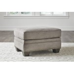 Signature Design by Ashley Olsberg Faux Leather Upholstered Ottoman with Nailhead Trim Gray