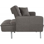 Casa Andrea Milano llc Modern Plush Tufted Linen Fabric Splitback Living Room Sleeper Futon Small Dark Grey
