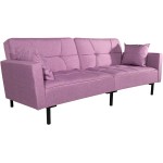 Casa Andrea Milano LLC Modern Plush Tufted Linen Fabric Splitback Living Room Sleeper Futon Small Purple