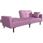 Casa Andrea Milano LLC Modern Plush Tufted Linen Fabric Splitback Living Room Sleeper Futon Small Purple