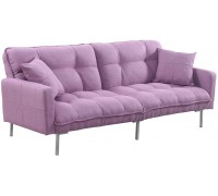 Casa Andrea Milano llc Modern Plush Tufted Linen Fabric Splitback Living Room Sleeper Futon Small Light Purple