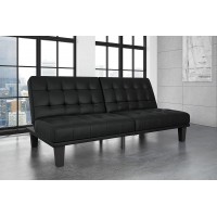 DHP Dexter Futon and Recliner Lounger Multi-functional Sofa for Small Spaces Black Faux Leather