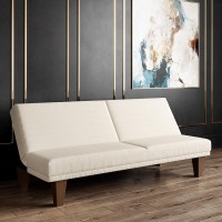 DHP Dillan Convertible Futon Couch Bed with Microfiber Upholstery and Wood Legs Tan