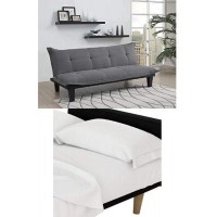 DHP Lodge Convertible Futon Couch Bed Gray and Futon Sheet Set White