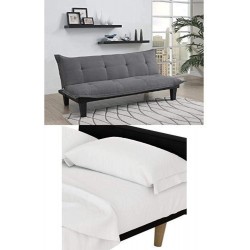 DHP Lodge Convertible Futon Couch Bed Gray and Futon Sheet Set White