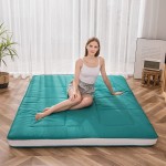 MAXYOYO Futon Mattress Padded Japanese Floor Mattress Quilted Bed Mattress Topper Extra Thick Folding Sleeping Pad Breathable Floor Lounger Guest Bed for Camping Couch Turquoise Full