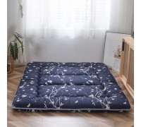 Navy Floral Printed Japanese Floor Mattress Rustic Style Memory Foam Futon Mattress Foldable Bed Roll Up Camping Mattress Floor Lounger Bed Couches and Sofas 4 Inch Mattress Topper Twin Size