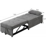 NOSGA Sofa Bed 4 in 1 Multi Function Liner Fabric Folding Ottoman Sofa Bed Convertible Sleeper Chaise Lounge Chair Single Sofa Bed for Living Room Small Apartment Gray