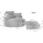 Melpomene Modern Swivel Accent Sofa Barrel Chair with Half Moon Storage Ottoman,Linen Leisure Chair Round Accent Lounge Barrel Chair with Pillows for Living Room Hotel Blue