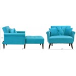 Modern Indoor Chaise Lounge Recliner Chair with Mid-Century Velvet Tufted Loveseat Couch for Living Room