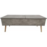 Aline Lift-Top Convertible Coffee Table with Wooden Legs Gravel Grey