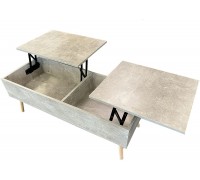 Aline Lift-Top Convertible Coffee Table with Wooden Legs Gravel Grey