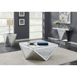 Coaster Home Furnishings Square Triangle Detailing Silver and Clear Mirror Coffee Table 38.5" d x 38.5" w x 18.5" h