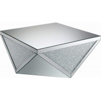Coaster Home Furnishings Square Triangle Detailing Silver and Clear Mirror Coffee Table 38.5" d x 38.5" w x 18.5" h