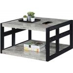 Convenience Concepts Monterey Square Coffee Table with Shelf Faux Birch Black
