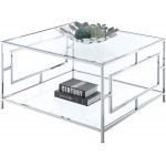 Convenience Concepts Town Square Chrome Square Coffee Table Clear Glass Chrome Frame