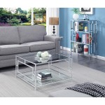 Convenience Concepts Town Square Chrome Square Coffee Table Clear Glass Chrome Frame