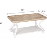 COZAYH Rustic Farmhouse Cottagecore Coffee Table Natural Tray Top Sofa Table for Family Dinning or Living Room Small Spaces Handcrafted Finish Modern