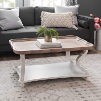 COZAYH Rustic Farmhouse Cottagecore Coffee Table Natural Tray Top Sofa Table for Family Dinning or Living Room Small Spaces Handcrafted Finish Modern