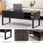 iHomy Lift Top Coffee Table with Storage Wood Square Modern Coffee Table for Home Living Room Office Black Walnut