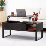 iHomy Lift Top Coffee Table with Storage Wood Square Modern Coffee Table for Home Living Room Office Black Walnut