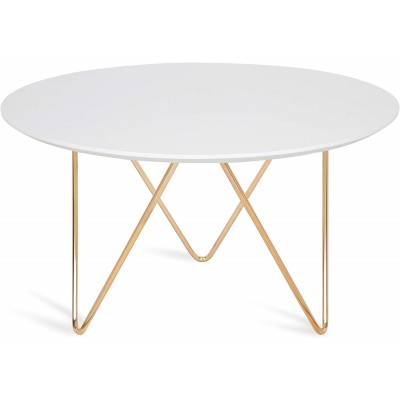 Kate and Laurel Spaulding Round Modern Coffee Table White and Gold