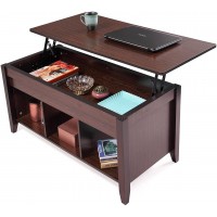 Modern Wood Lift-Top Coffee Table Living Room Office w Hidden Storage Lift Tabletop-Black Walnut