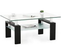 Rectangle Glass Coffee Table Metal Tube Legs End Table for Livingroom IANIYA