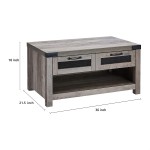 ROCKPOINT Coffee Table with Industrial Style Drawer,Grey Wash