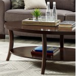 Roundhill Furniture Perth Contemporary Oval Coffee Table with Shelf Espresso