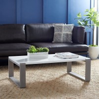 Safavieh Home Collection Bartholomew Mid-Century Modern White and Grey Lacquer Coffee Table
