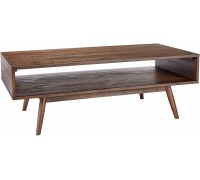 Signature Design by Ashley Kisper Mid-Century Modern Rectangular Coffee Table with Open Storage Shelf Dark Brown