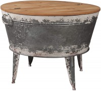 Signature Design by Ashley Shellmond Rustic Distressed Metal Accent Cocktail Table with Lift Top 20" Gray