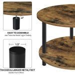 Small Round Coffee Table for Small Space Vanrohe 23.5" 2-Tier Rustic Brown Wooden Coffee Table with Open Storage for Living Room Balcony Office Metal Legs Easy to Assemble