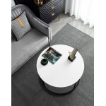 White Round Coffee Table for Living Room Bedroom and Office Modern Cocktail Table Accent Side Sofa Table with Wooden Top & Metal Frame Sturdy and Stylish 31.5 Inch