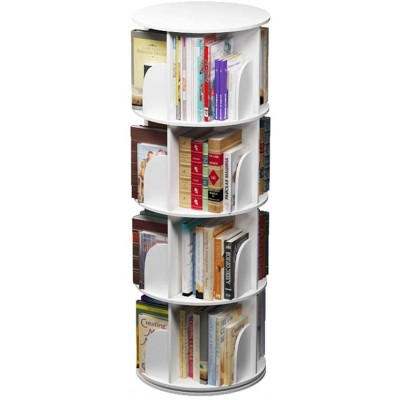 4 Tier 360° Rotating Stackable Shelves Bookshelf Organizer White