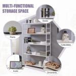 5-Tier Bookcase Modern Wood and Metal Bookshelves for Home and Office Open Storage Organizer