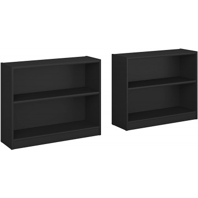 Bush Furniture Universal 2 Shelf Bookcase Set of 2 in Classic Black