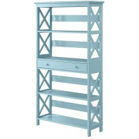 Convenience Concepts Oxford 5 Tier Bookcase with Drawer Sea Foam