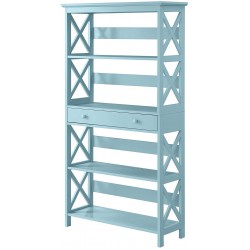 Convenience Concepts Oxford 5 Tier Bookcase with Drawer Sea Foam