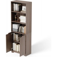 Cozy Castle Bookcase with Doors 3 Shelf Bookcase with Storage Standard Book Shelves Storage Organizer Cabinet Display Shelf for Home Office Oak Brown