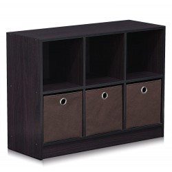 FURINNO Basic 3x2 Bookcase Storage Dark Walnut