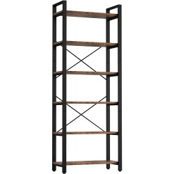 IRONCK Bookshelf 6-Tier Ladder Shelf 110lbs shelf Vintage Industrial Style Bookcase for Home Decor Office Decor