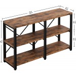 IRONCK Bookshelf Double Wide 47 in 3 Tier Industrial Bookcases Wood and Metal Bookshelves Book Shelves for Home Office Decor Display