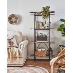 LINSY HOME Bookshelf 4-Tiers Ladder Bookcase for Storage Display Shelf for Bedroom and Living Room Greige Wood Finished